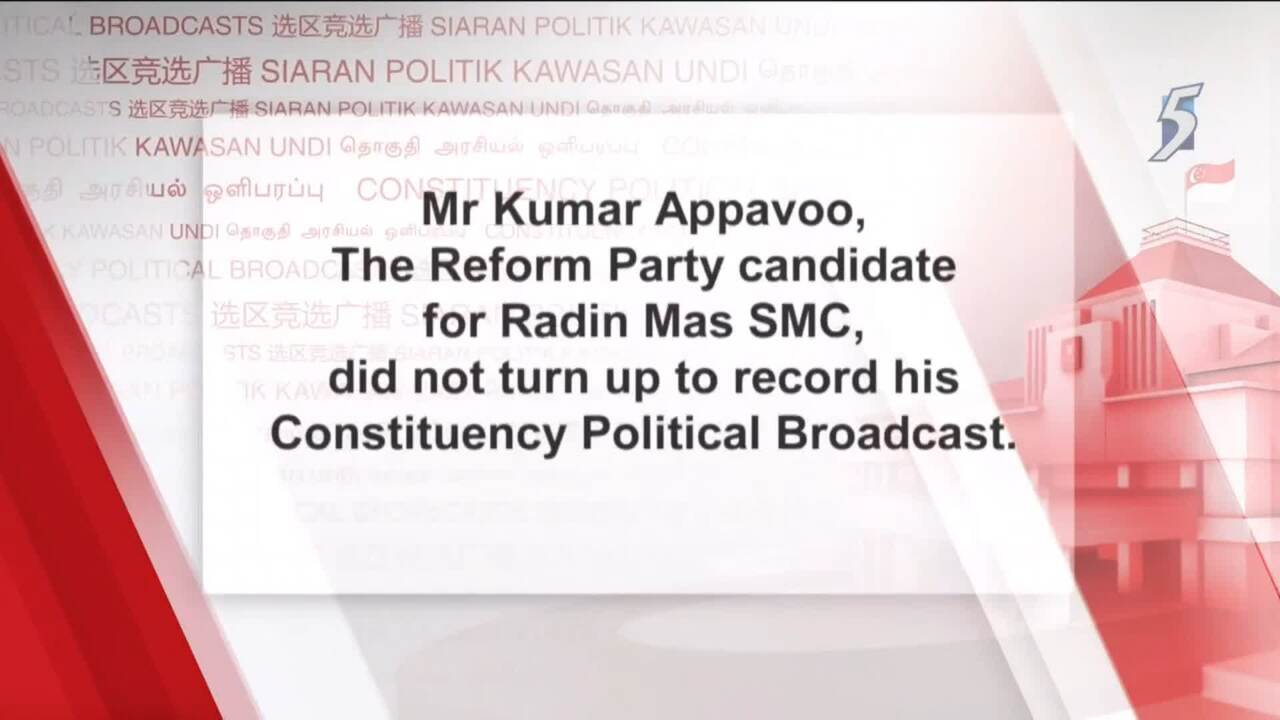 Ge2020 Rp Candidate For Radin Mas Smc Absent For Constituency Political Broadcast Jul 7 Cna